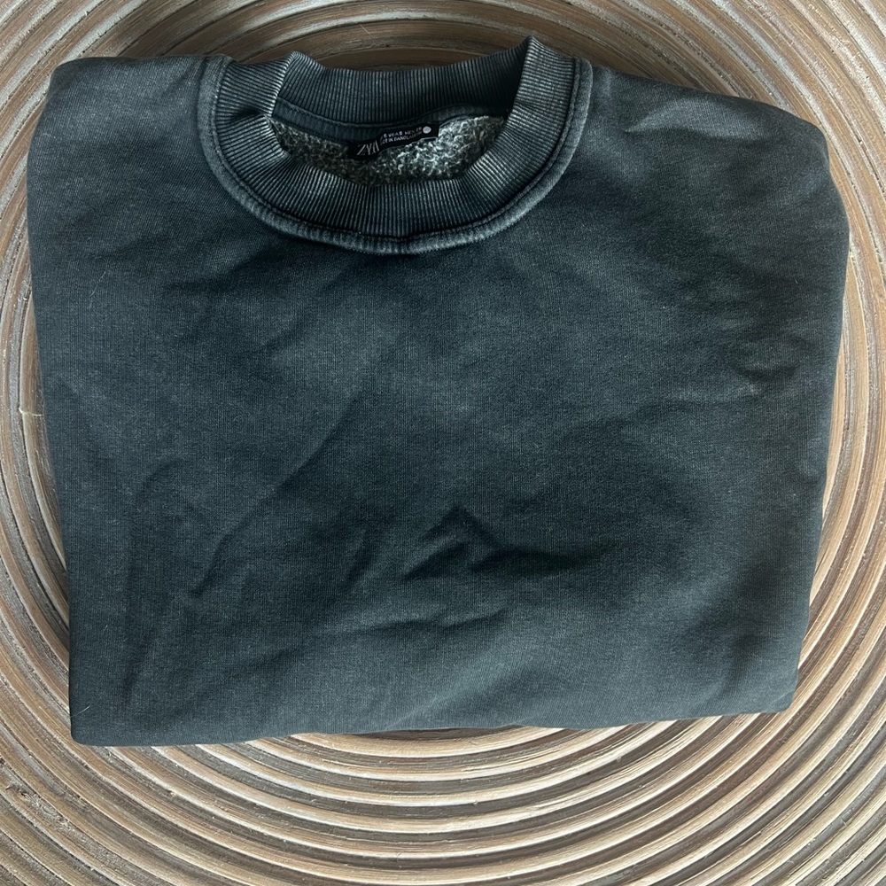 Zara Charcoal Gray Crew Neck Sweatshirt